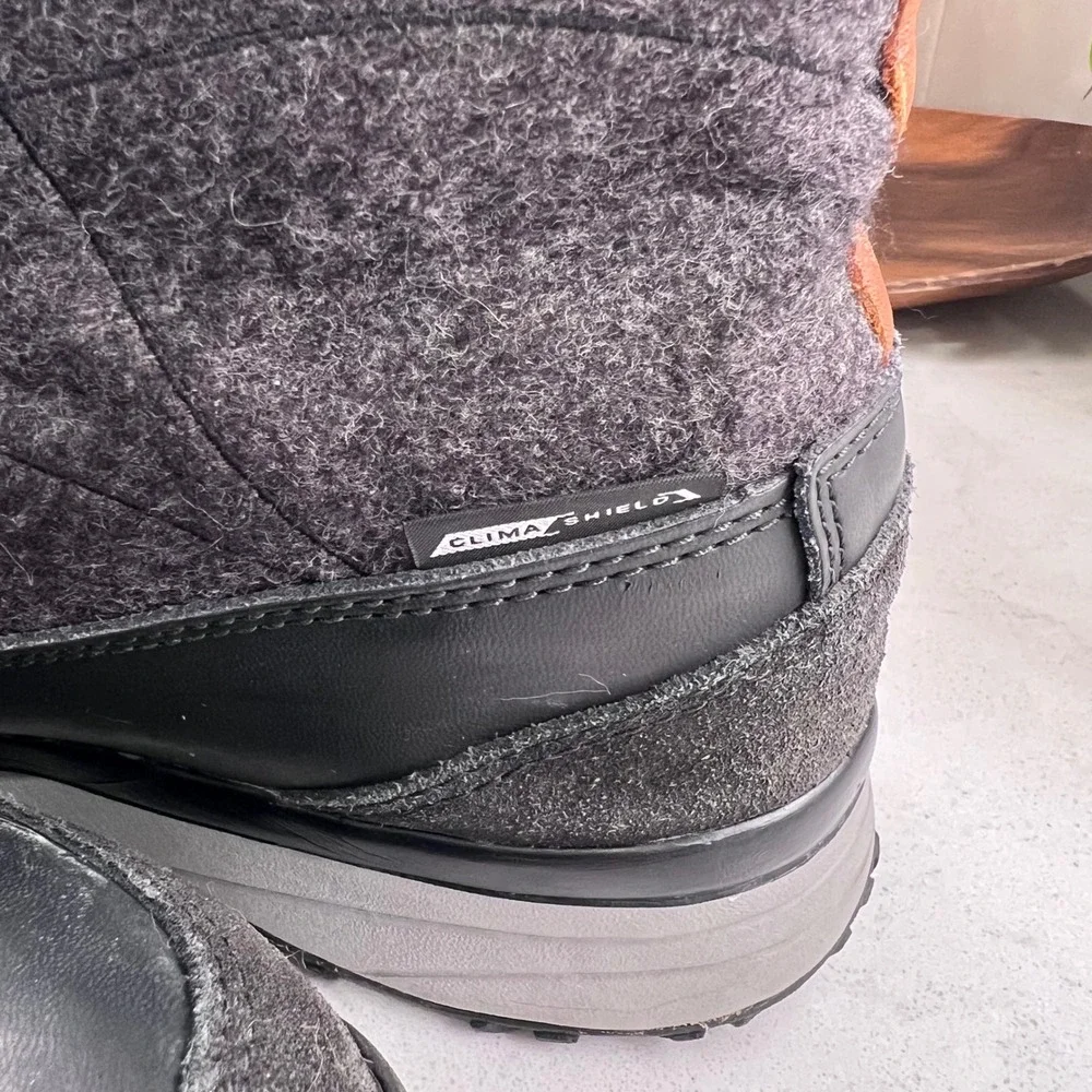 Salomon Hime Winter Boots Womens 8 Grey Black Felt Knit Cuff 361707
